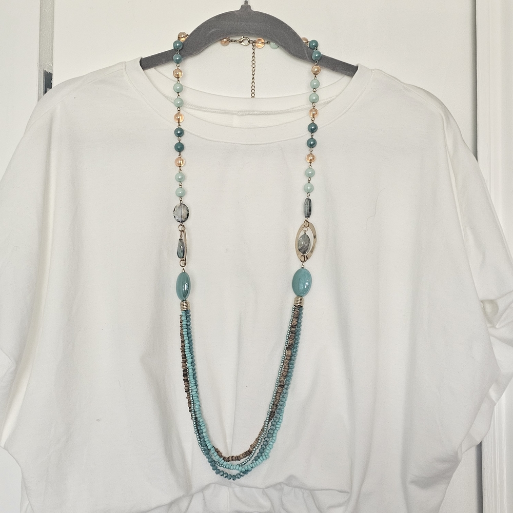 Chico's Blue and Gold Statement Necklace